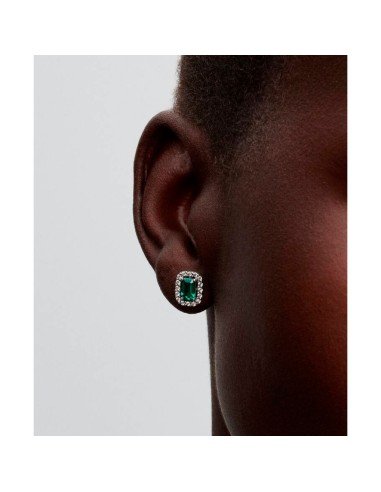 Orecchini Pandora verdi rettangolari in argento, eleganza e brillantezza senza tempo