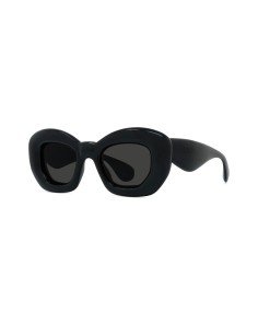Óculos de sol Loewe Signature: luxo em preto brilhante com lentes cinzentas fumadas orgânicas 2