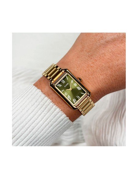 Montre Cluse Belisenna : élégance classique en or et vert olive