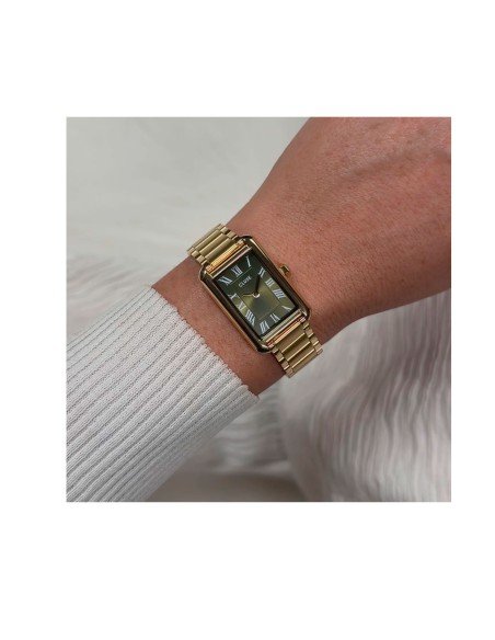 Montre Cluse Belisenna : élégance classique en or et vert olive