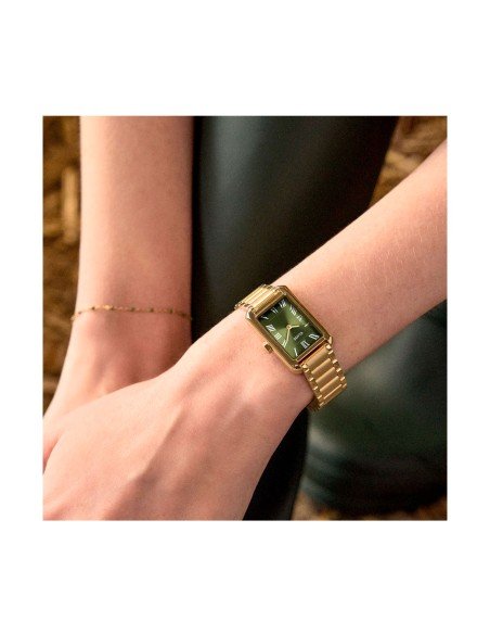 Montre Cluse Belisenna : élégance classique en or et vert olive