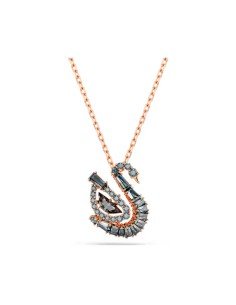 Collier Swarovski Swan noir et or rose 18 carats - Livraison gratuite