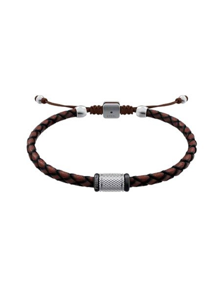 Pulseira Fossil para homem, modelo Machine, em pele castanha - Envio gratuito