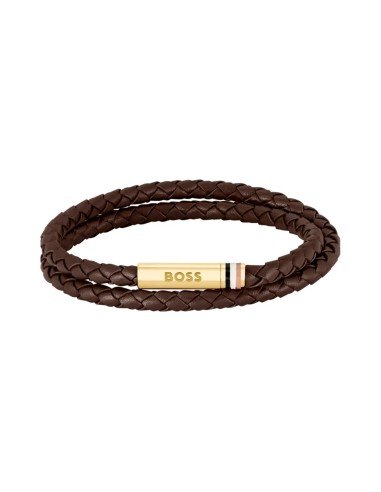 Pulseira Hugo Boss Ares em couro castanho para homem - Original e elegante