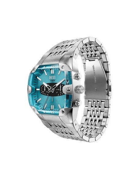 Relógio Diesel Spiked com mostrador azul DZ4725, envio gratuito