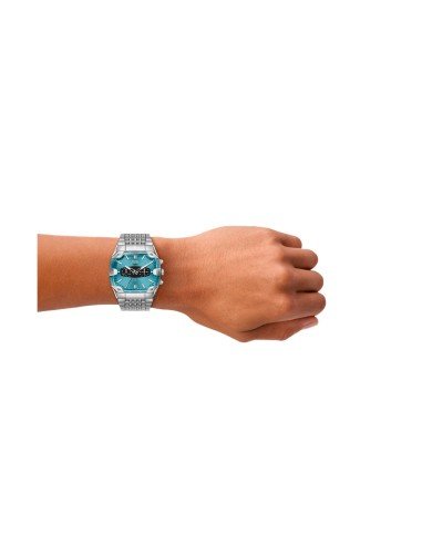 Relógio Diesel Spiked com mostrador azul DZ4725, envio gratuito