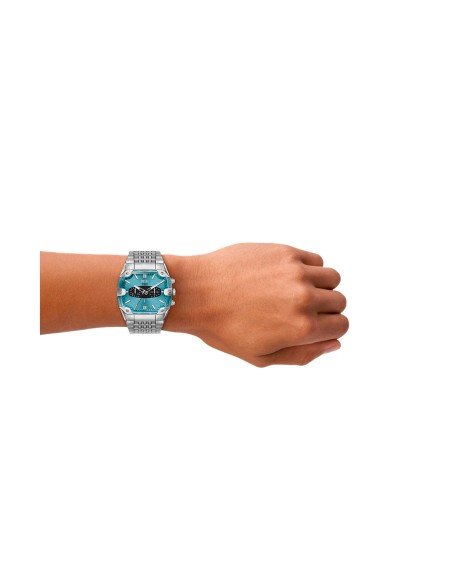 Relógio Diesel Spiked com mostrador azul DZ4725, envio gratuito