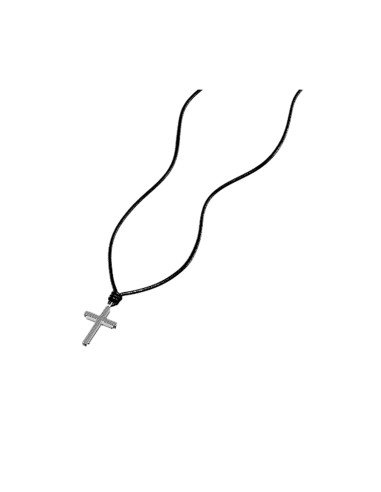 Colar Fossil para Homem com Cruz em Pele - Originalidade e Envio Grátis