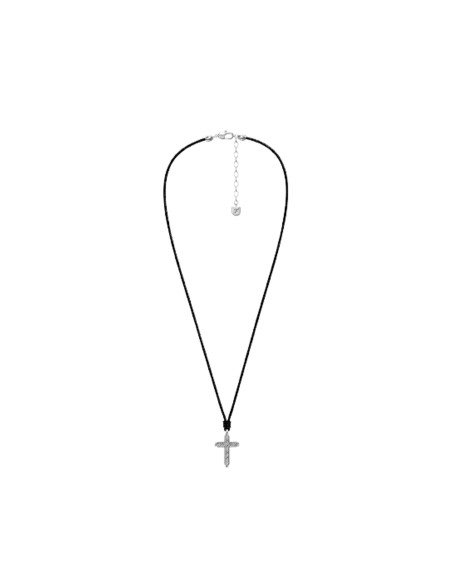 Colar Fossil para Homem com Cruz em Pele - Originalidade e Envio Grátis
