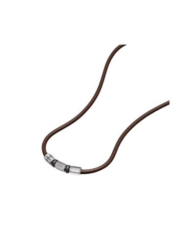 Colar Fossil Machine em couro castanho para homem - Envio gratuito