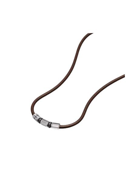 Colar Fossil Machine em couro castanho para homem - Envio gratuito