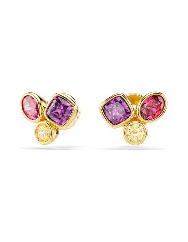 Brincos de botão Swarovski Amber multicoloridos em ouro. Envio gratuito!