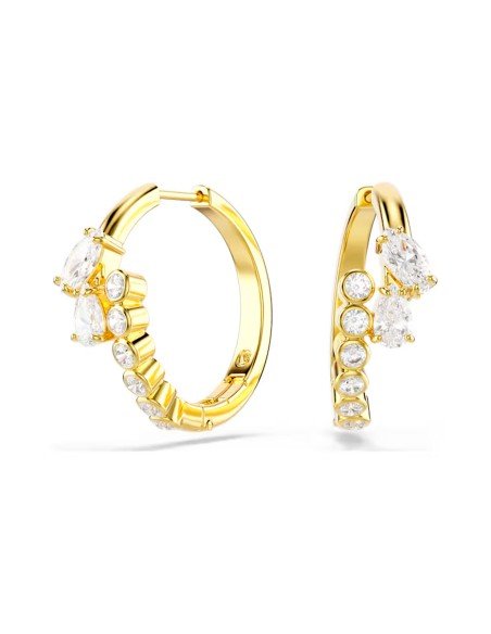 Orecchini a cerchio Mesmera Swarovski bianchi placcati in oro - Spedizione gratuita