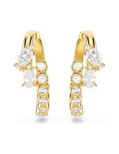 Orecchini a cerchio Mesmera Swarovski bianchi placcati in oro - Spedizione gratuita