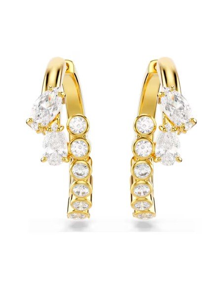 Orecchini a cerchio Mesmera Swarovski bianchi placcati in oro - Spedizione gratuita
