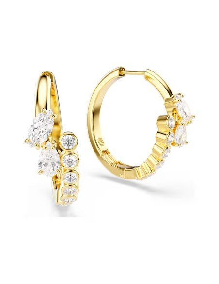 Orecchini a cerchio Mesmera Swarovski bianchi placcati in oro - Spedizione gratuita