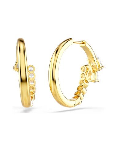 Orecchini a cerchio Mesmera Swarovski bianchi placcati in oro - Spedizione gratuita