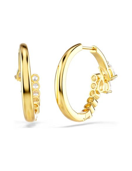 Orecchini a cerchio Mesmera Swarovski bianchi placcati in oro - Spedizione gratuita