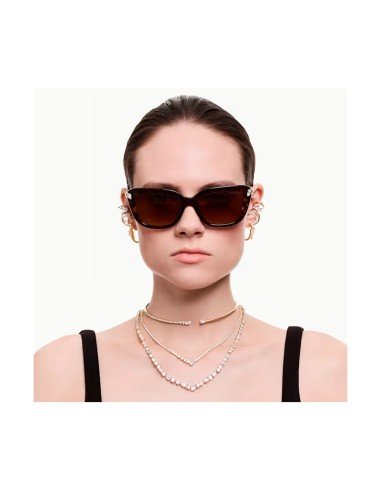 Orecchini a cerchio Mesmera Swarovski bianchi placcati in oro - Spedizione gratuita