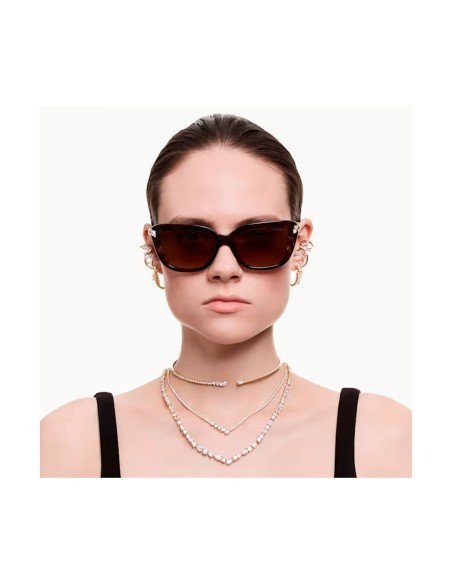 Orecchini a cerchio Mesmera Swarovski bianchi placcati in oro - Spedizione gratuita