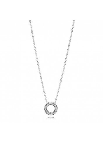 PANDORA COLLAR PLATA CIRCONITA LOGO T-45